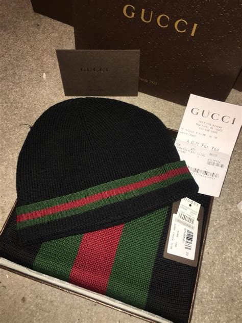 white gucci hat and scarf|gucci black and white scarf.